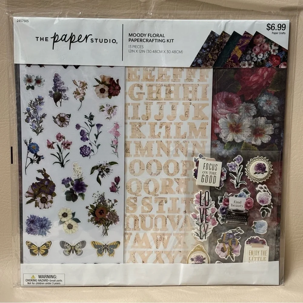 The Paper Studio Moody Floral Paper Crafting Scrapbook 13 Piece Kit